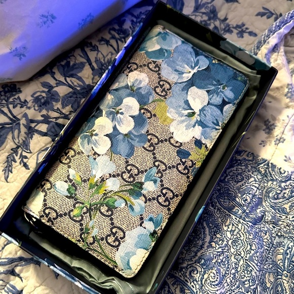 Gucci Supreme GG Monogram with Blue Floral Zippy Wallet - Made in Italy - NWT - Picture 5 of 17